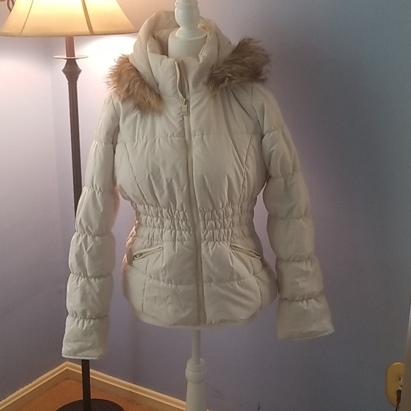 Maralyn \u0026 Me Jackets \u0026 Coats | Juniors' Faux-Fur-Trim Hooded Puffer Coat | Color: Cream | Size: L | Lydiaj029's Closet